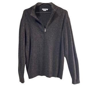 Enzo Mantovani 100% Wool Quarter Zip Pullover Sweater Brown Men's Size Large
